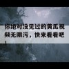 你绝对没见过的黄瓜视频无限污，快来看看吧！