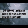 《奇迹MU》法师加点攻略：提升战斗力的全面策略与技巧解析