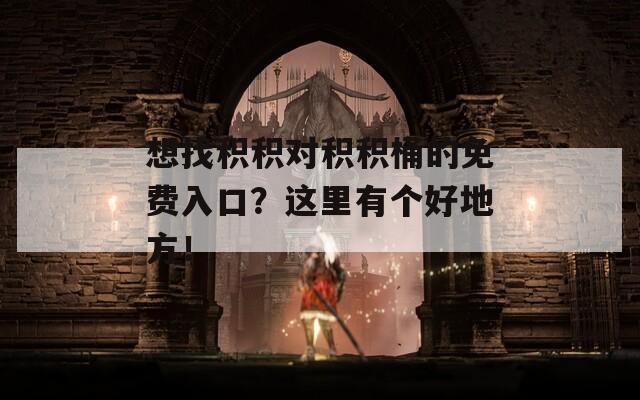 想找积积对积积桶的免费入口？这里有个好地方！