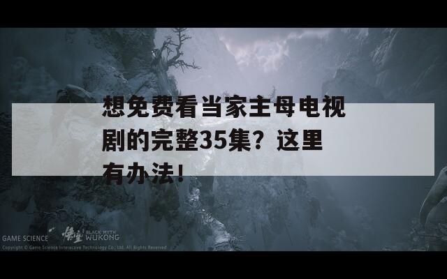 想免费看当家主母电视剧的完整35集？这里有办法！