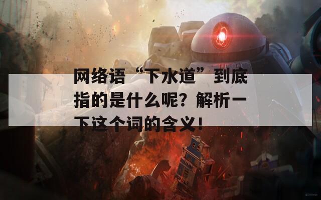 网络语“下水道”到底指的是什么呢？解析一下这个词的含义！