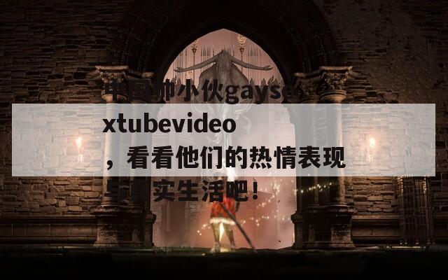 中国帅小伙gaysextubevideo，看看他们的热情表现与真实生活吧！