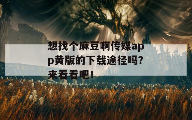 想找个麻豆啊传媒app黄版的下载途径吗？来看看吧！