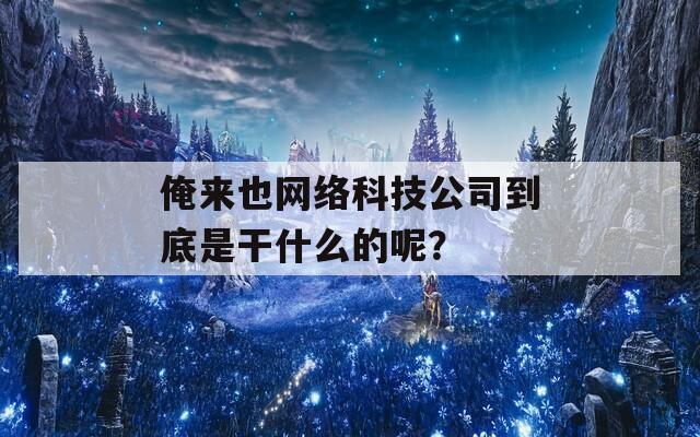 俺来也网络科技公司到底是干什么的呢？