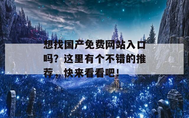 想找国产免费网站入口吗？这里有个不错的推荐，快来看看吧！