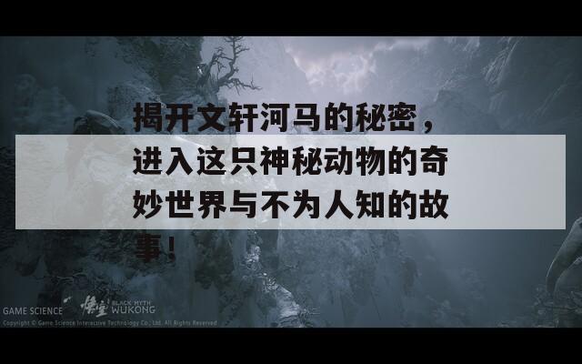 揭开文轩河马的秘密，进入这只神秘动物的奇妙世界与不为人知的故事！