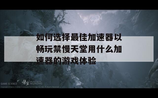 如何选择最佳加速器以畅玩禁慢天堂用什么加速器的游戏体验