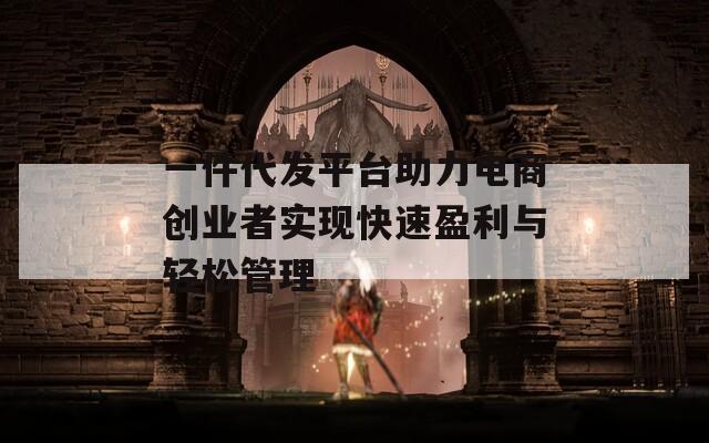 一件代发平台助力电商创业者实现快速盈利与轻松管理